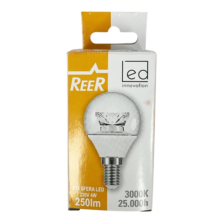 LED izzó ReeR 703799-B 16037-RO DC, E14, 4W, 3000K, 250 lm, 45mm, A+, Fehér