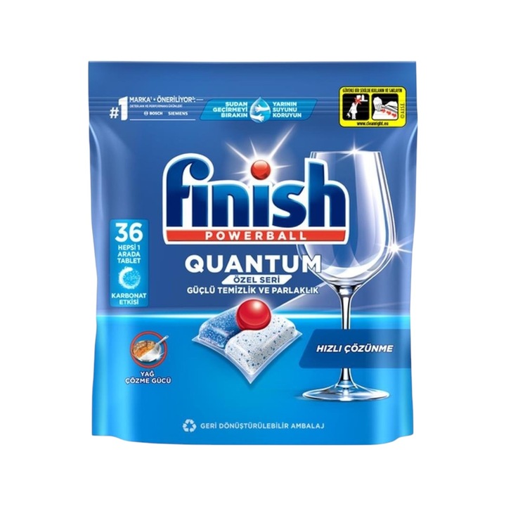 Капсули за съдомиялна машина Finish, Quantum, Всичко в едно, 36 броя