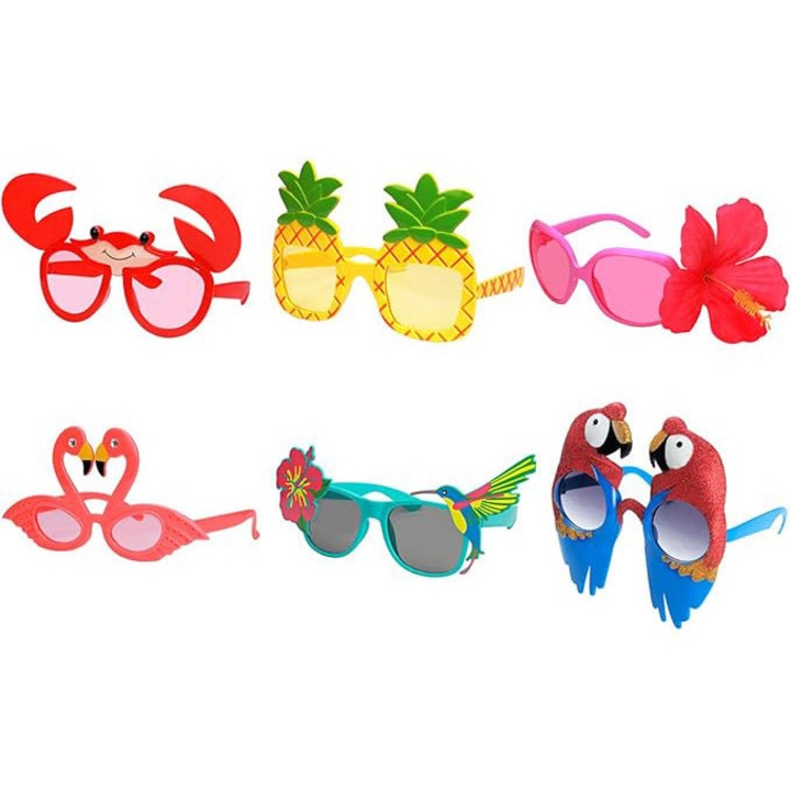 Set 6 ochelari petrecere hawaian multicolor, accesorii foto, dimensiune universala