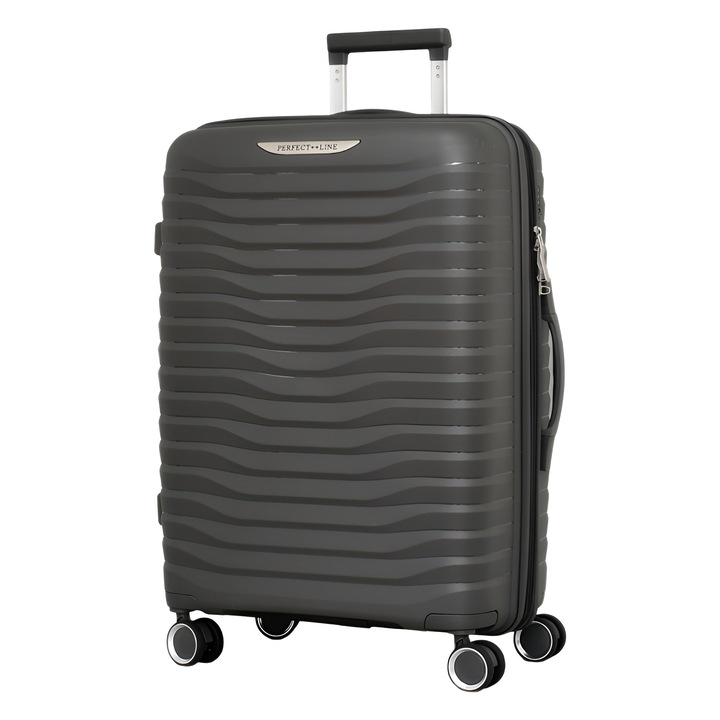 Valiza PERFECT++LINE PP 1616, Expander, 66/45/26 cm, Gri inchis