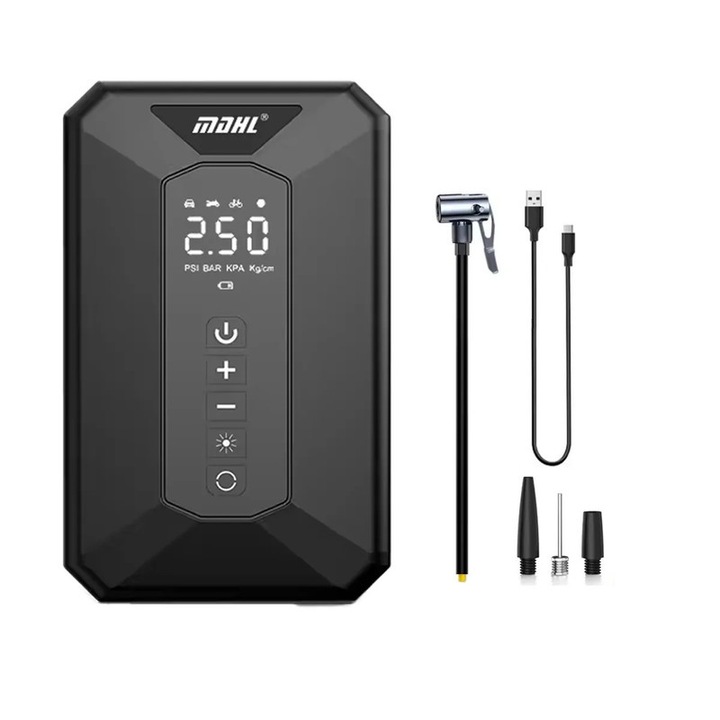 Pompa electrica portabila pentru anvelope, 150 PSI, LED, 2000mAh, universala