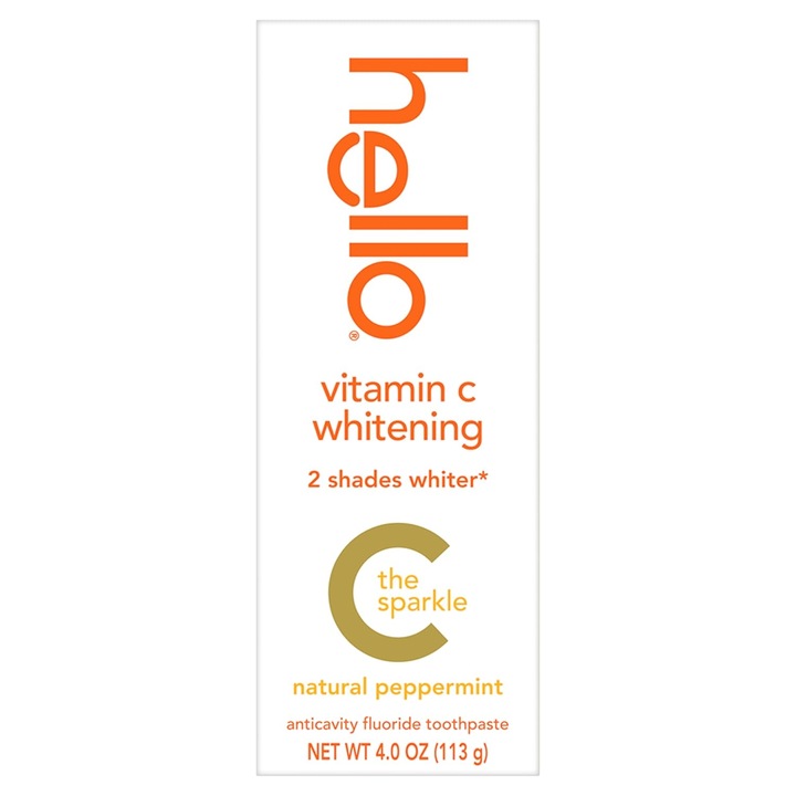 Паста за зъби, Hello, Vitamin C Whitening, Премахва повърхностни петна, с флуор, 113гр