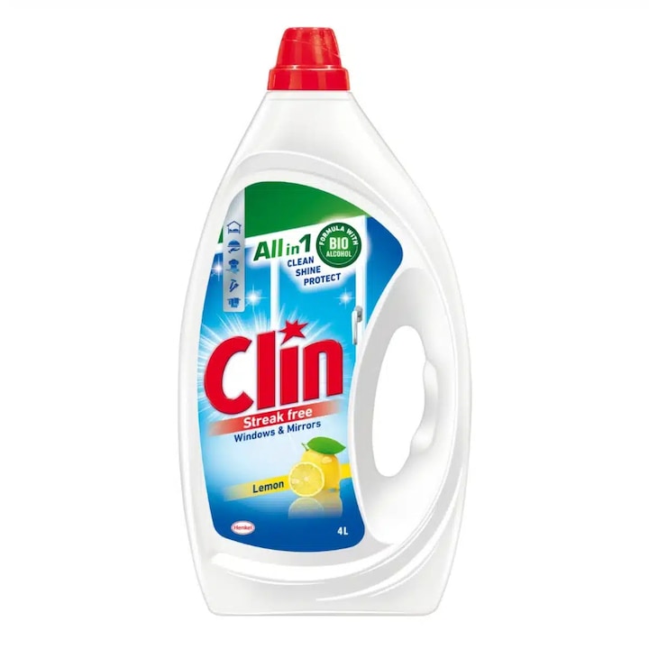 Detergent geamuri si oglinzi Clin Windows & Mirrors cu parfum de lamaie, 4 L