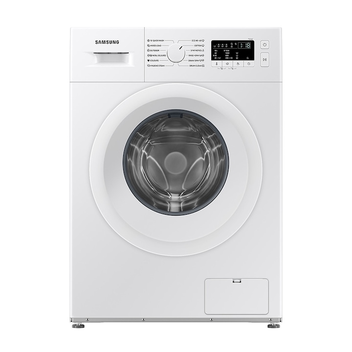 Пералня Samsung WW60A3120WE Slim, Цифров инверторен мотор, Парна дезинфекция, Почистване на барабана, 1200 об/мин, 6 кг, Клас C, Бяла
