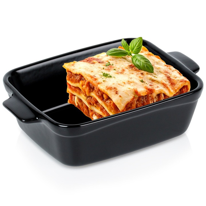 Vase termorezistente Vilde, ceramica, 370 ml, 16x11x4,5 cm, negru