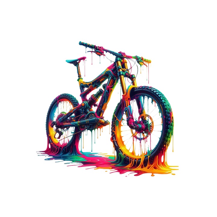 Sticker Bicicleta de munte graffiti cu fundal deschis, Autoadeziv, Cri-Flo, Marime 6 cm