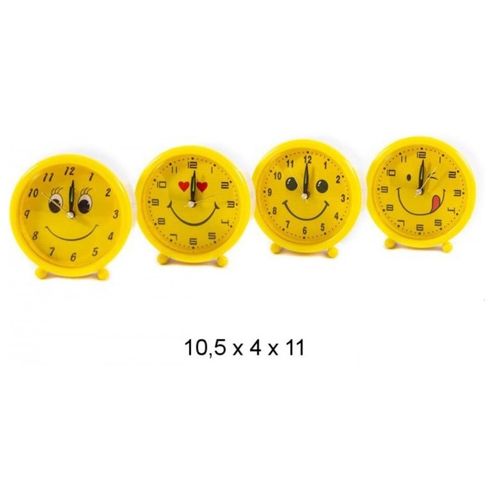 Midex díszóra, kerek ébresztőóra, fehér, 10x10cm