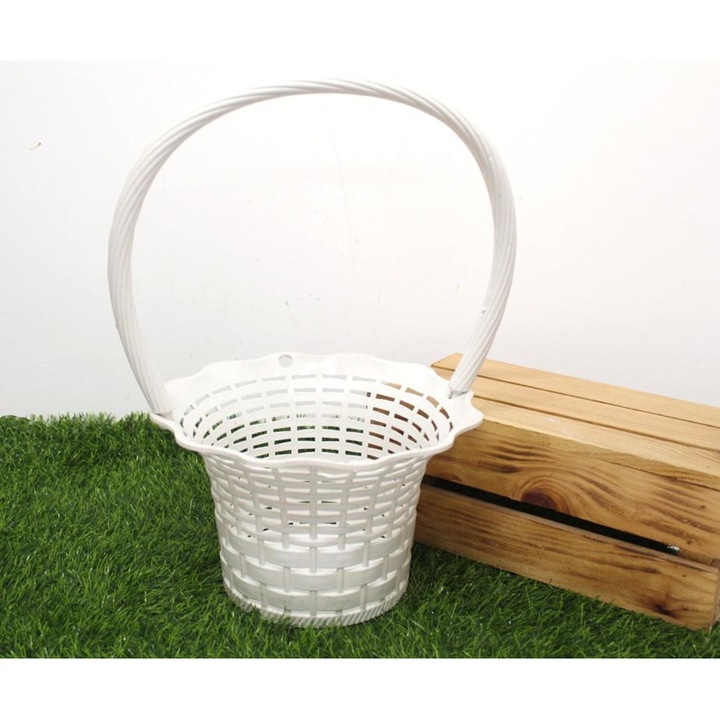 Cos servire, 7&7, plastic azuriu, 41x29cm, alb