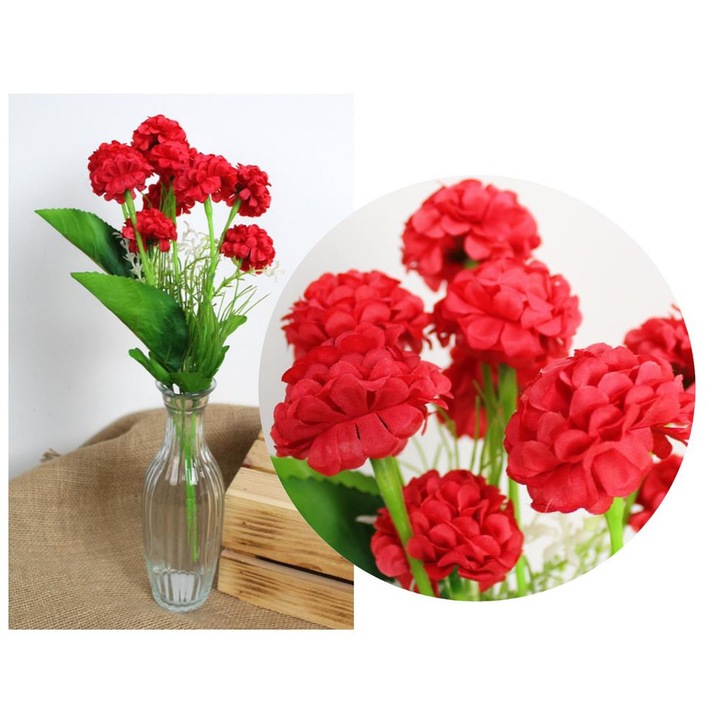 Buchet 2szt 7&7, 9 flori, rosu, 38cm