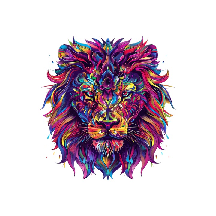 Sticker Leu in stil graffiti cu fundal alb, Autoadeziv, Cri-Flo, Marime 10 cm