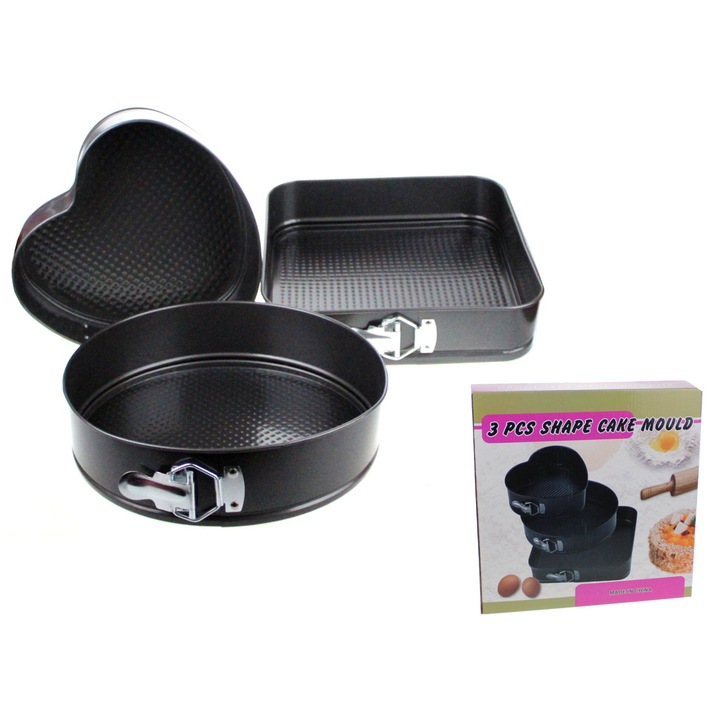 Sütőlapok, 7&7, 3 darabos formakészlet, 24x27x26cm, fekete