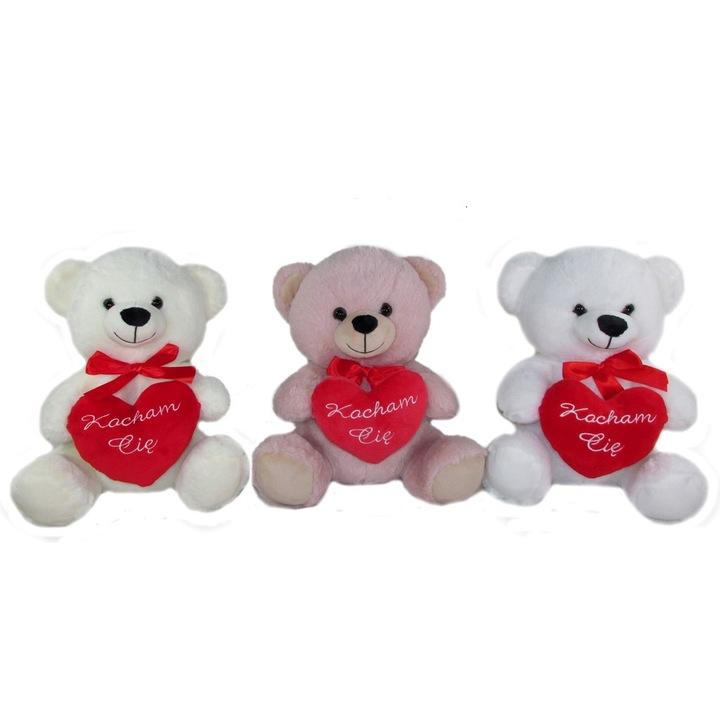 Плюшена играчка Sun Day, Mis pluszowy z sercem, 35 см, многоцветна