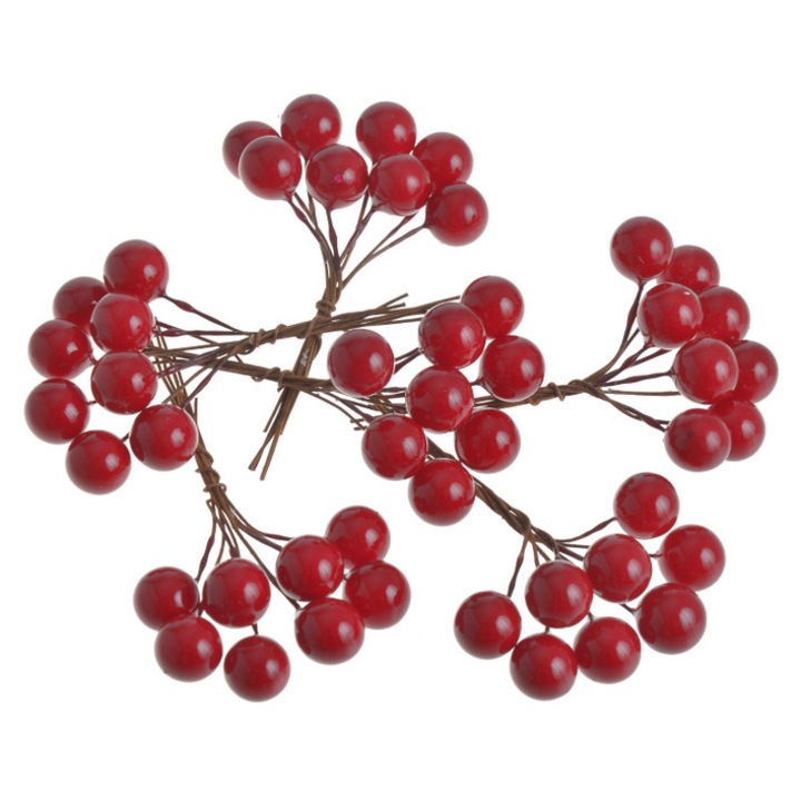 Globuri de Craciun, Canea, set 48 buc, rosu, 1,2cm x 7cmH