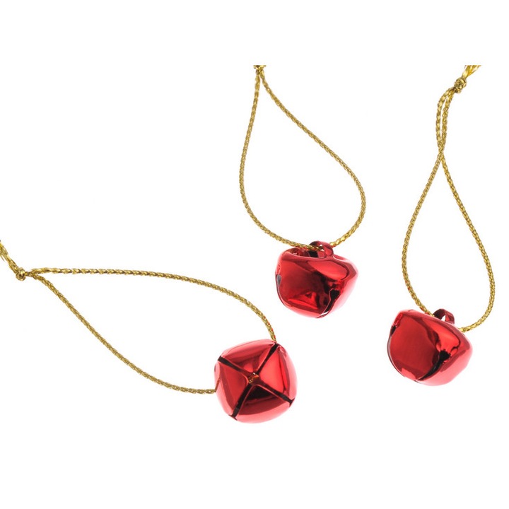 Set clopotei mini 1,5cm, Canea, rosii, 20 bucati