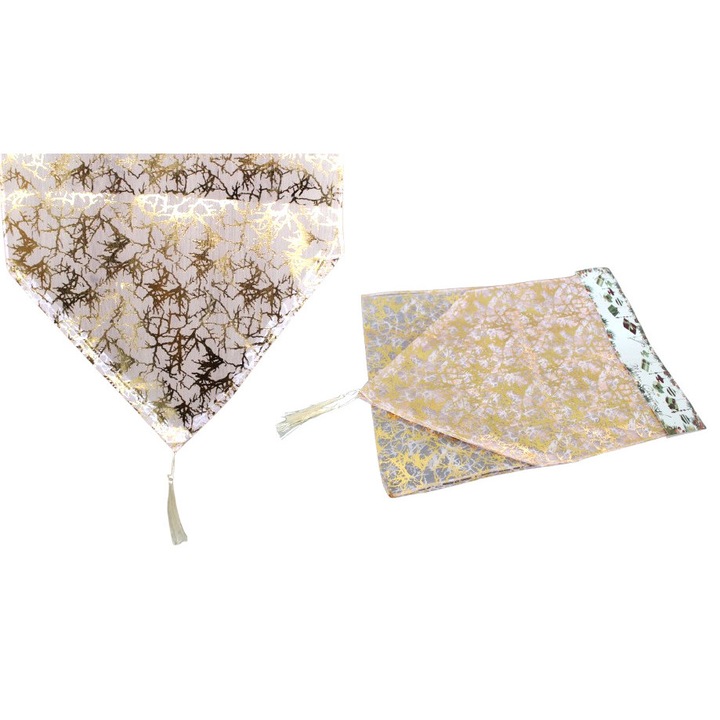 Napron de masa, 7&7, organza, 180x32cm, auriu