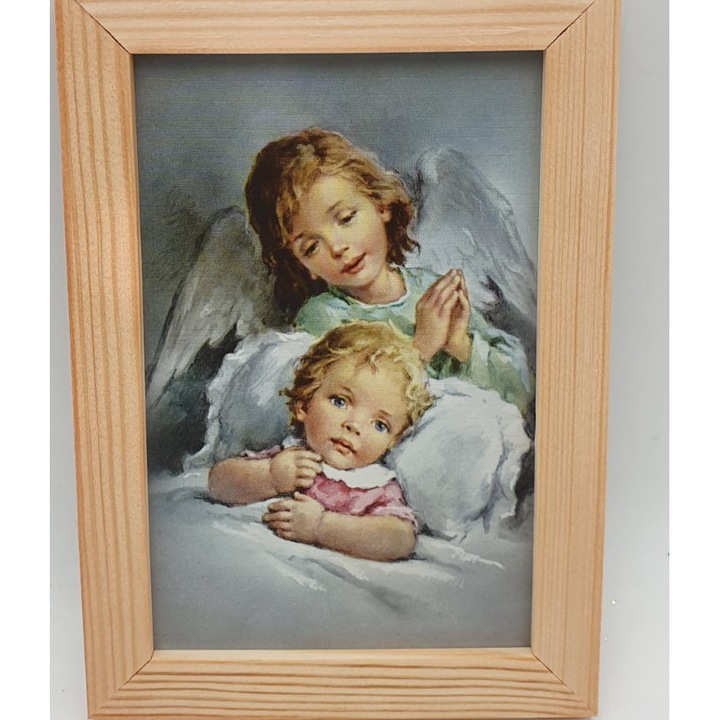 Tablou cu inger pazitor, 10x15 cm, Multicolor