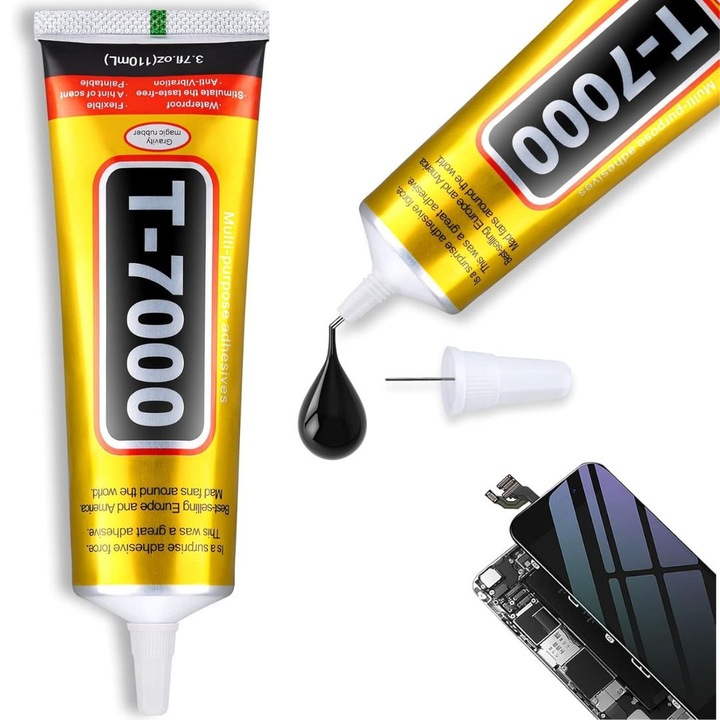 Течно лепило T-7000 Оригинално 50мл – С апликатор тип игла, Прецизност в тесни зони, Без инструменти, Идеално за телефон, бижута и занаяти