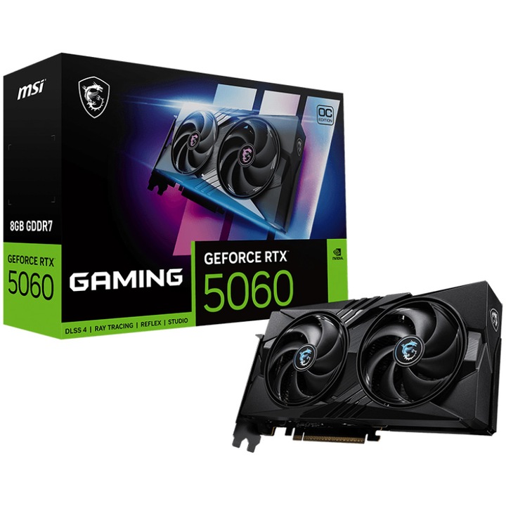 MSI GeForce RTX 5060 8G GAMING OC videokártya, 8GB GDDR7, 128-bit, Fekete