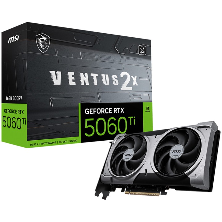 Placa video MSI GeForce RTX™ 5060 Ti 16G VENTUS 2X PLUS, 16GB GDDR7, 128-bit