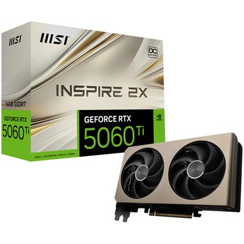 Placa video MSI GeForce RTX 5060 Ti 16G INSPIRE 2X OC, 16GB GDDR7, 128-bit