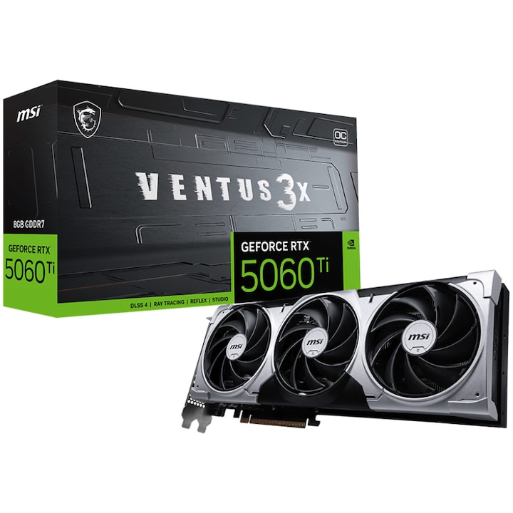 Placa video MSI GeForce RTX™ 5060 Ti 8G VENTUS 3X OC, 8GB GDDR7, 128-bit
