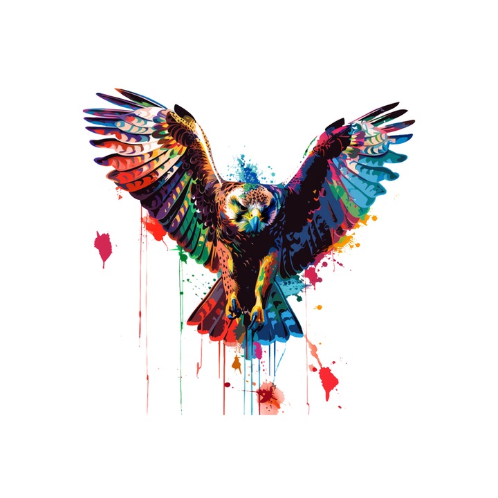 Sticker Vultur cu aripi desfacute fundal alb, Autoadeziv, Cri-Flo, Marime 6 cm