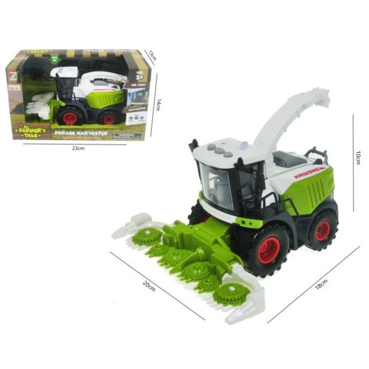 Играчка строителна машина, Хипопотам, Комбайн 19 см, със звук и светлина