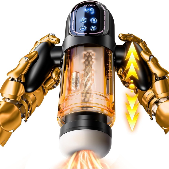 Masturbator 4 in 1 automat pentru barbat, FairyKiss® jucarii sexuale, 4 Moduri de penetrare, 9 Moduri de Vibratie, 4 Moduri de supt, Material TPE mai moale, Usor de curatat, Negru