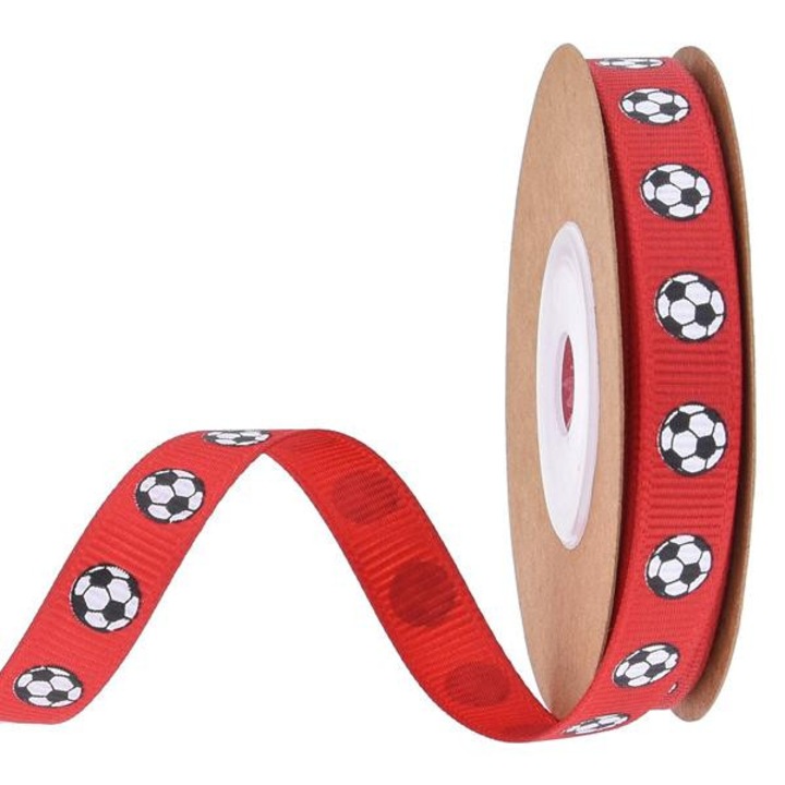 Panglica Pentru Cadouri, Fotbal -Rosu - Latime 1 cm, 9 m