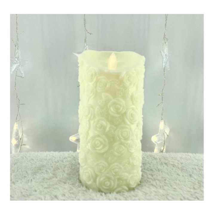 Lumanare LED GGV 18cm flacara mobila alba