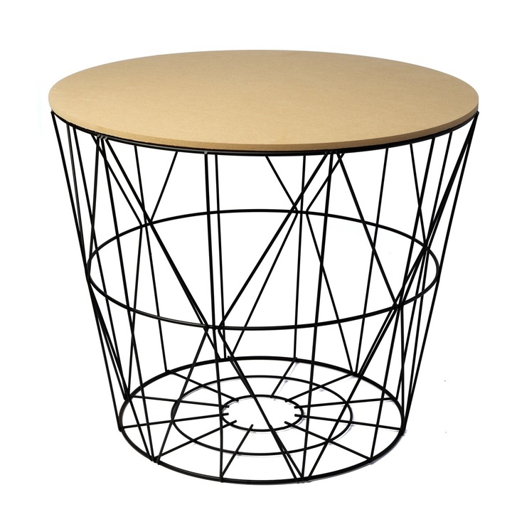 Холна маса Tadar, кръгла, 39,5x33 см, с функция за кошница, метална