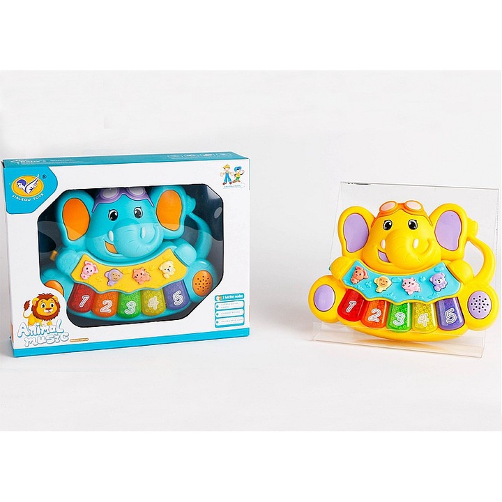 Instrument muzical de jucarie, Adar, Organki slonik, cu lumina si muzica, 22,5x17x5,5cm