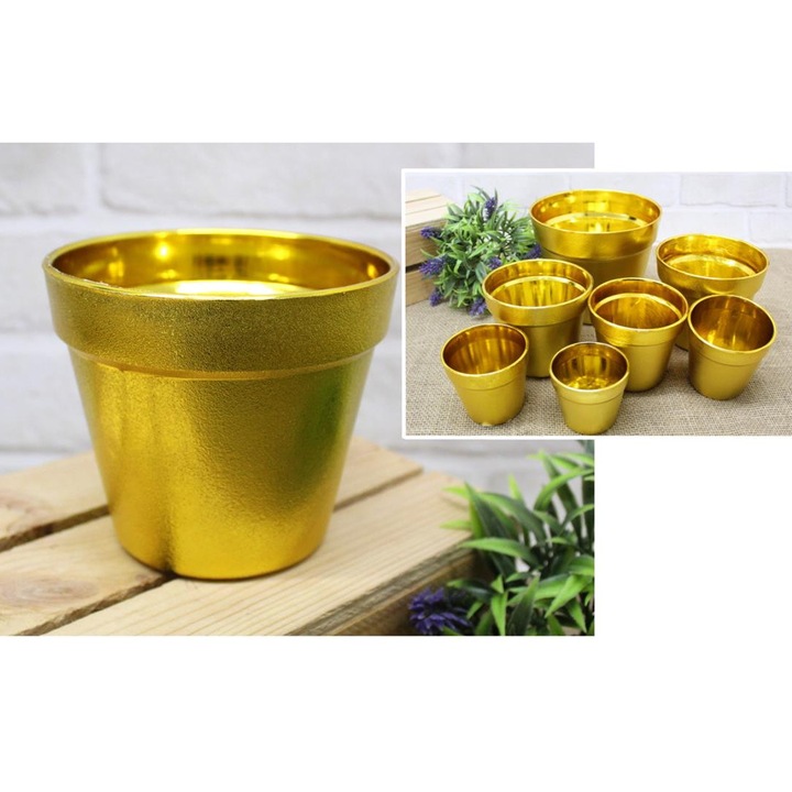Ghiveci decorativ 7&7 ZLOTA plastic 18x15cm