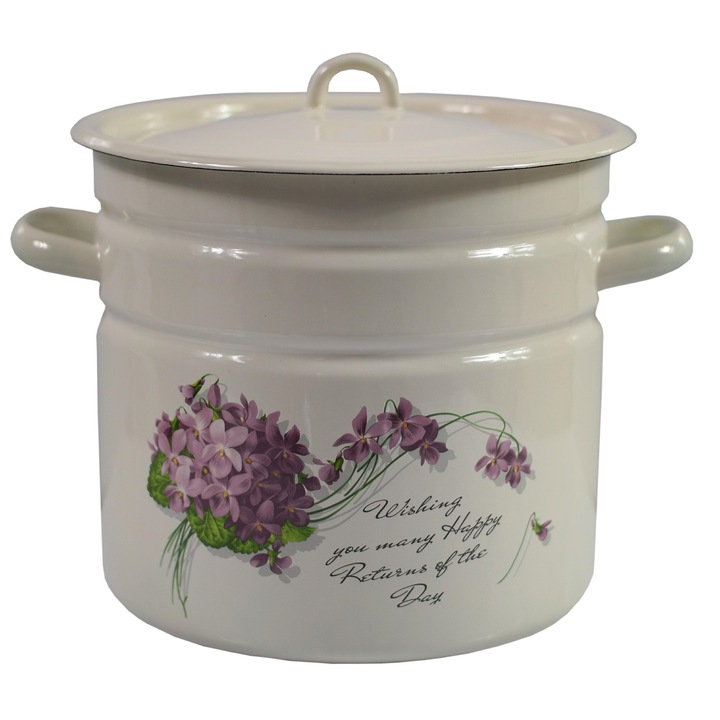 Oala emaliata cu capac 12l, NET-POL, 26cm, violet