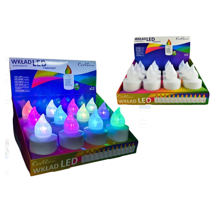 12 darabos elektromos gyertya készlet, Cortina, LED, többszínű