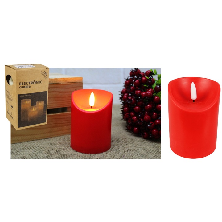 Комплект LED свещи, 7&7, червени, ефект на удоволствие, 15x7.5 см