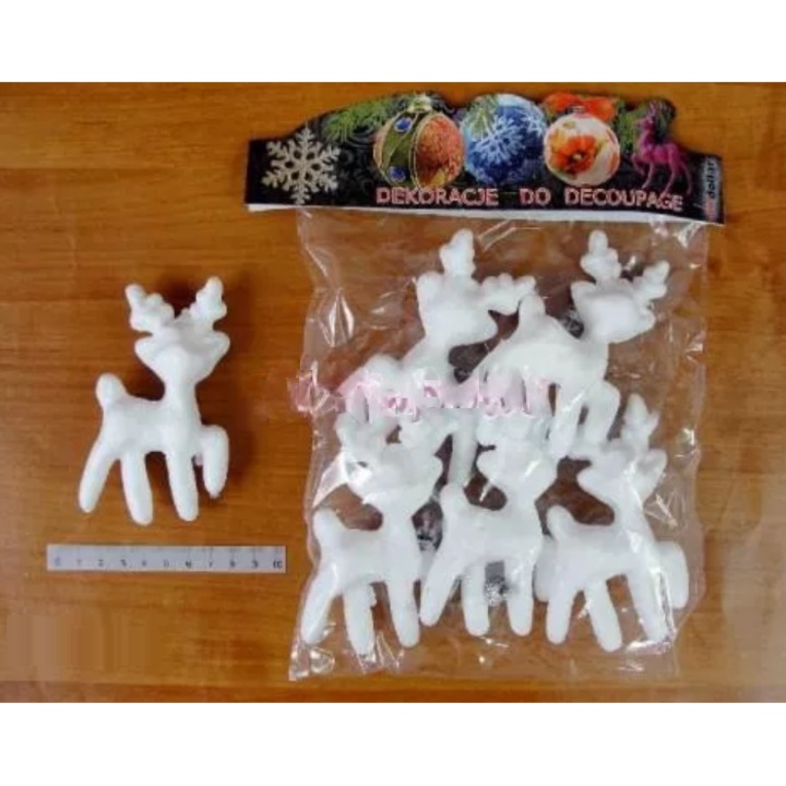 REN DIN POLIESTIN PENTRU DECOUPAGE 6 BUCATI 11X7X3CM, one dollar