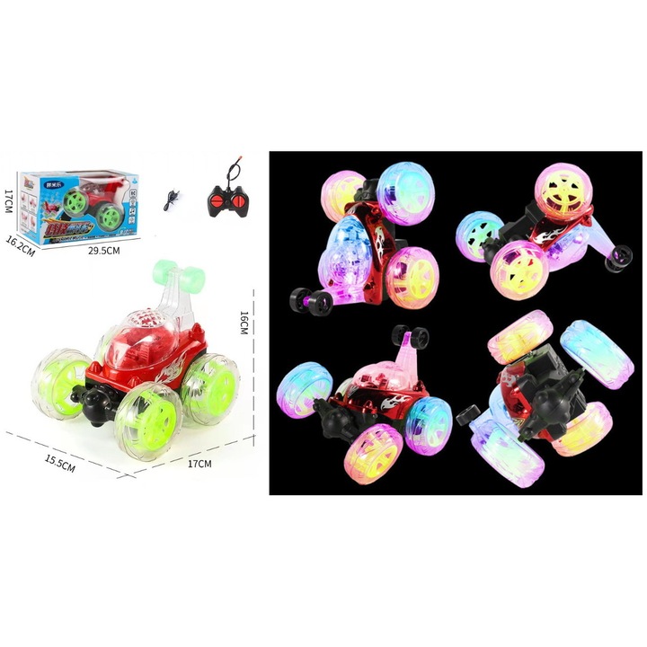 Masinuta 7&7, kaskaderski, LED, 18x15x15 cm, in cutie