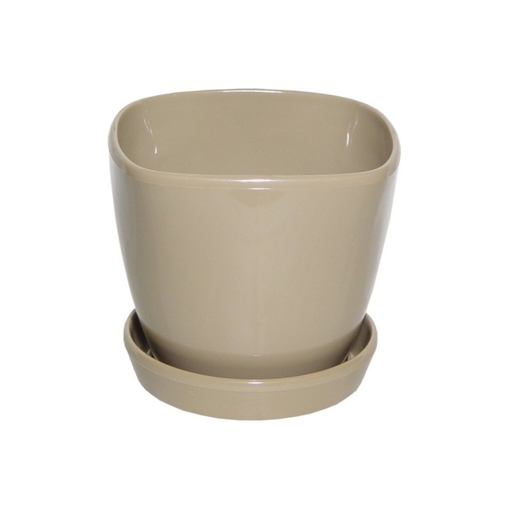 Ghiveci POLPLAST Marcel cu suport, ecri, 16,8cm