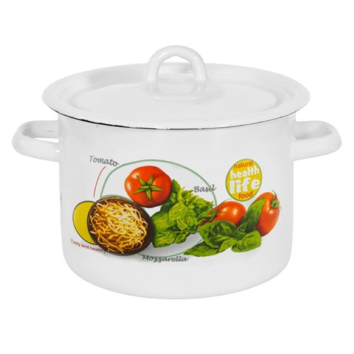 Zománcozott fazék fedővel 2l, NET-POL, 16cm