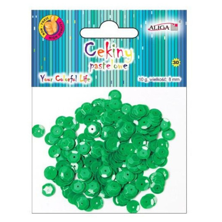 Set 12 pungi paiete, Aliga, 8mm, 10g, Verde