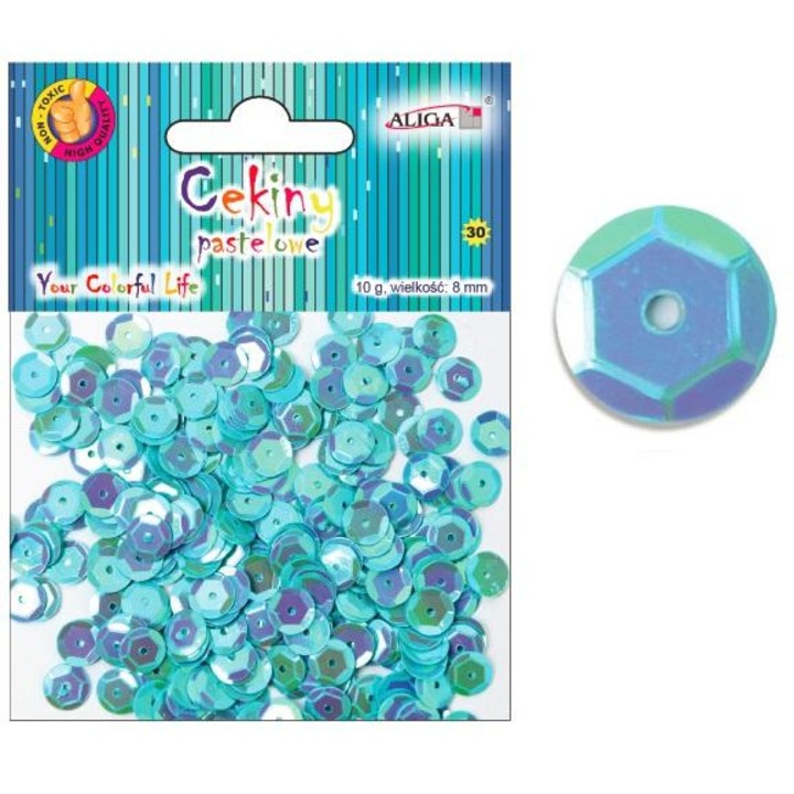 Set 12 pachete paiete, Aliga, 8mm, 10g, Albastru