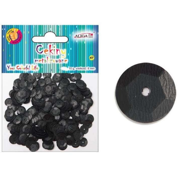 Paiete decorative, Aliga, 8mm, 10g, Negru