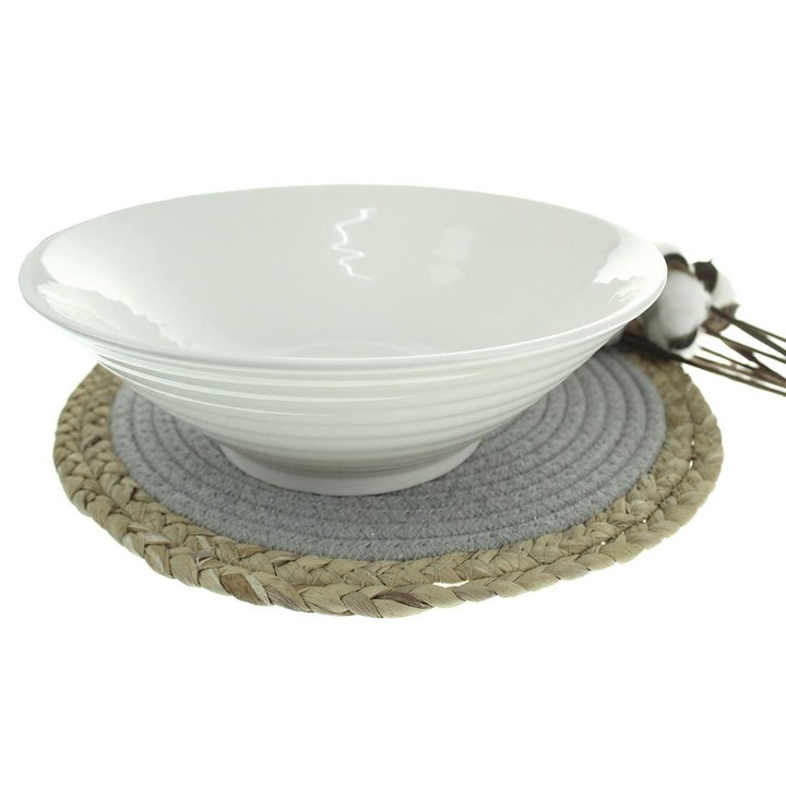 Kerámia tál 7&7, CN-20106 modell, 23,5x8 cm, csíkokkal