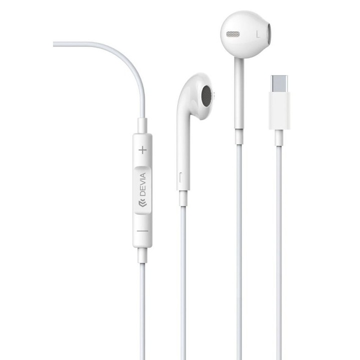 Casti, Devia Smart Seires, Earpods, cu interfata de tip C, digitale