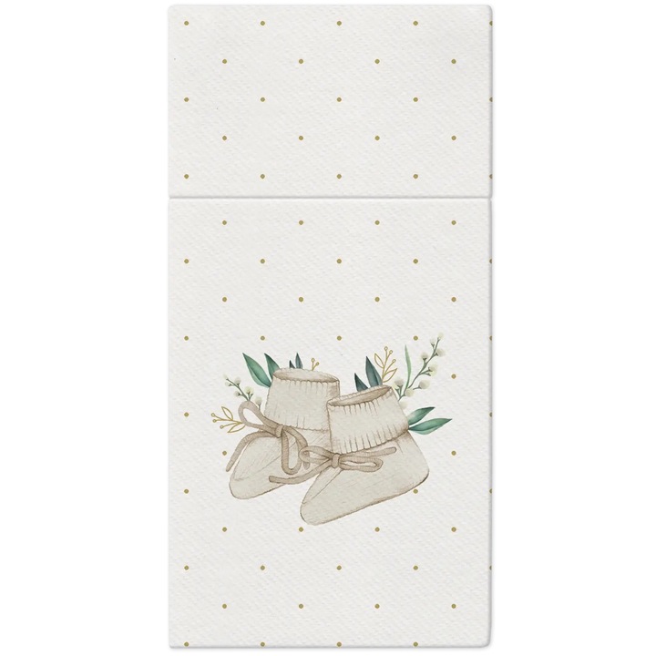 Pungi pentru servetele de tacamuri, Paun, salut bebelus, 40 cm x 40 cm, 25 buc, biodegradabile, material: hartie airlaid, utilizare: ambalaj servetele si tacamuri, culoare: multicolor, certificat: respecta standardele de contact cu alimentele