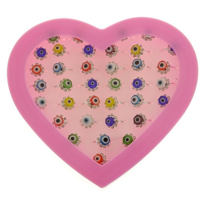 Set 36 inele reglabile pentru fetite, Adar, multicolor