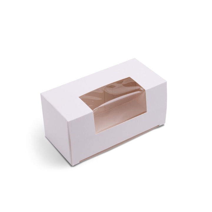 Cutie macarons, fara marca, 10 cm x 4, 5 cm x 4, 5 cm, 100 bucati, calitate alimentara, alb, material: hartie, utilizare: ambalaj macarons