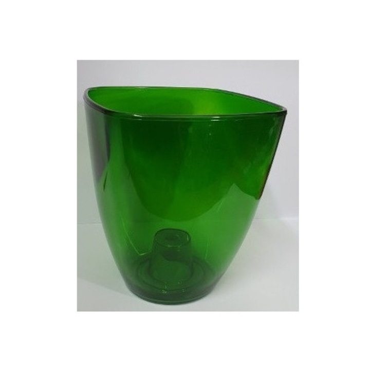 Ghiveci transparent pentru orhidee, POLPLAST, 15cm, verde