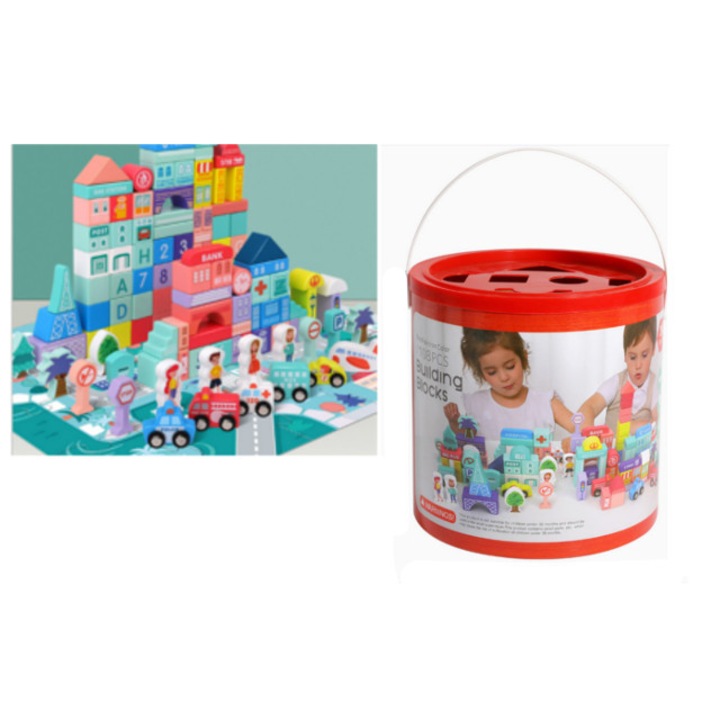 Дървени блокчета в кофа 108 бр. сортировъчна машина 22.5x22.5 см | ZBC-2058